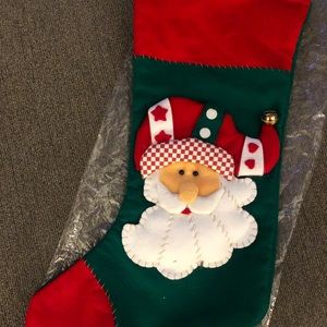 Christmas Stocking Felt Lined Large 3D Santa Face NWT 18inch